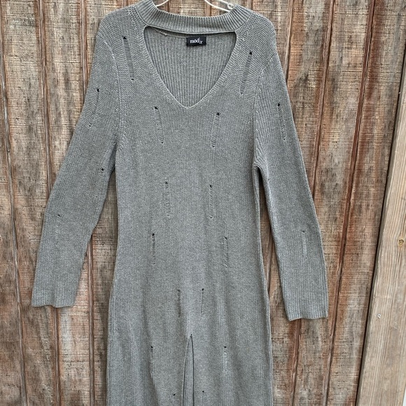 Modx knitted long sleeve distressed sweater dress - Picture 4 of 16
